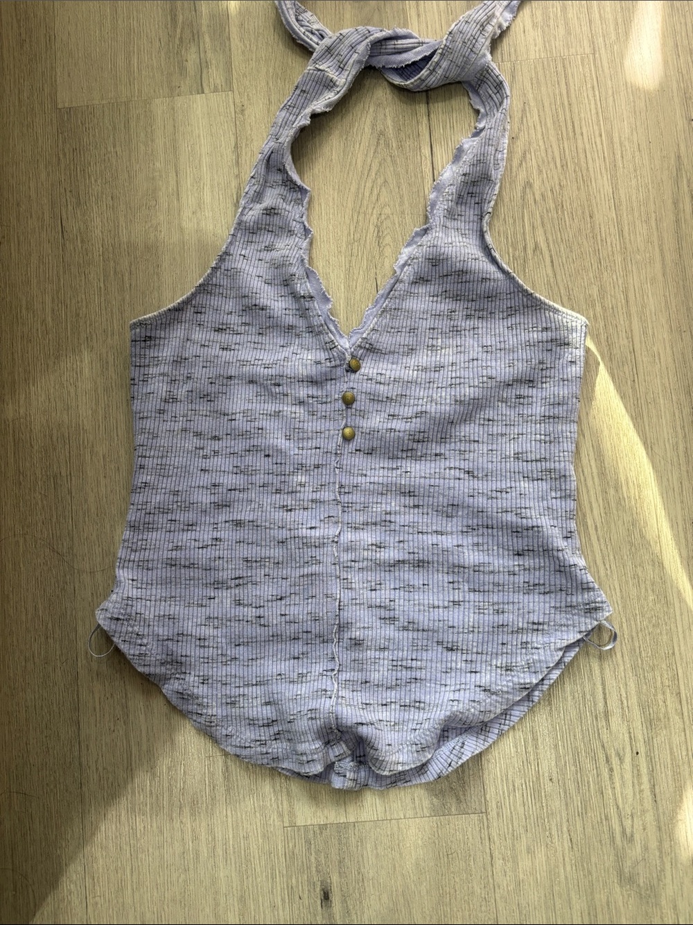 Pilcro Lavender Ribbed Halter Tank with Button Front - Picture 14 of 16
